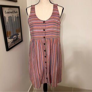 Madewell Multicolor Striped Cotton Button-Front Midi Dress SZ M
